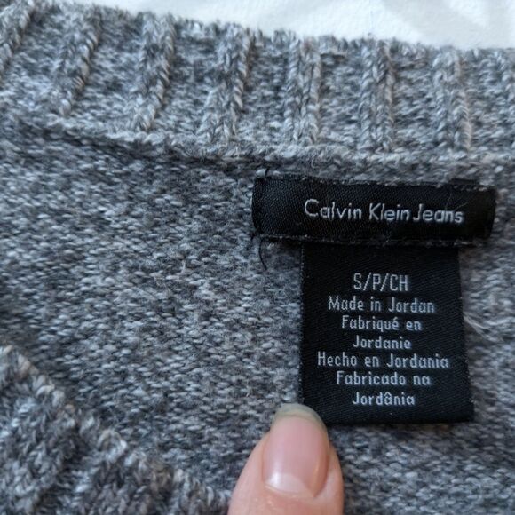 Calvin Klein Sweater Gray Knit Raglan Sleeve Round Neck Pullover Women's Small - Picture 2 of 9